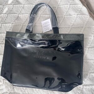 Jimmy Choo Black Tote with Glossy Finish and Medium Length Handles